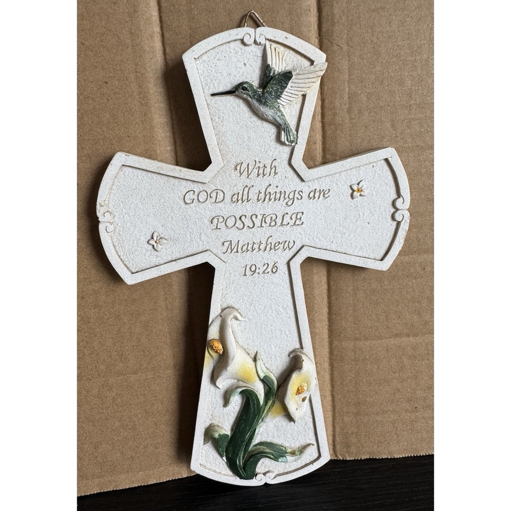 Hanging Cross With GOD All Things Are Possible Matthew 19:26 Wall Plaque
